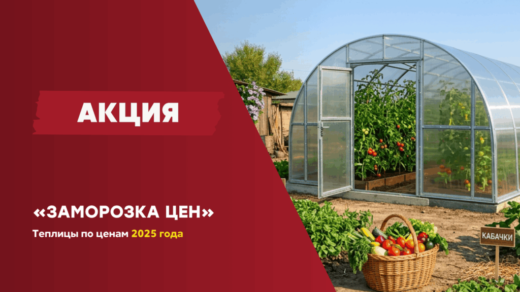 баннер акции "заморозка цен": теплицы со скидкой при совместной покупке