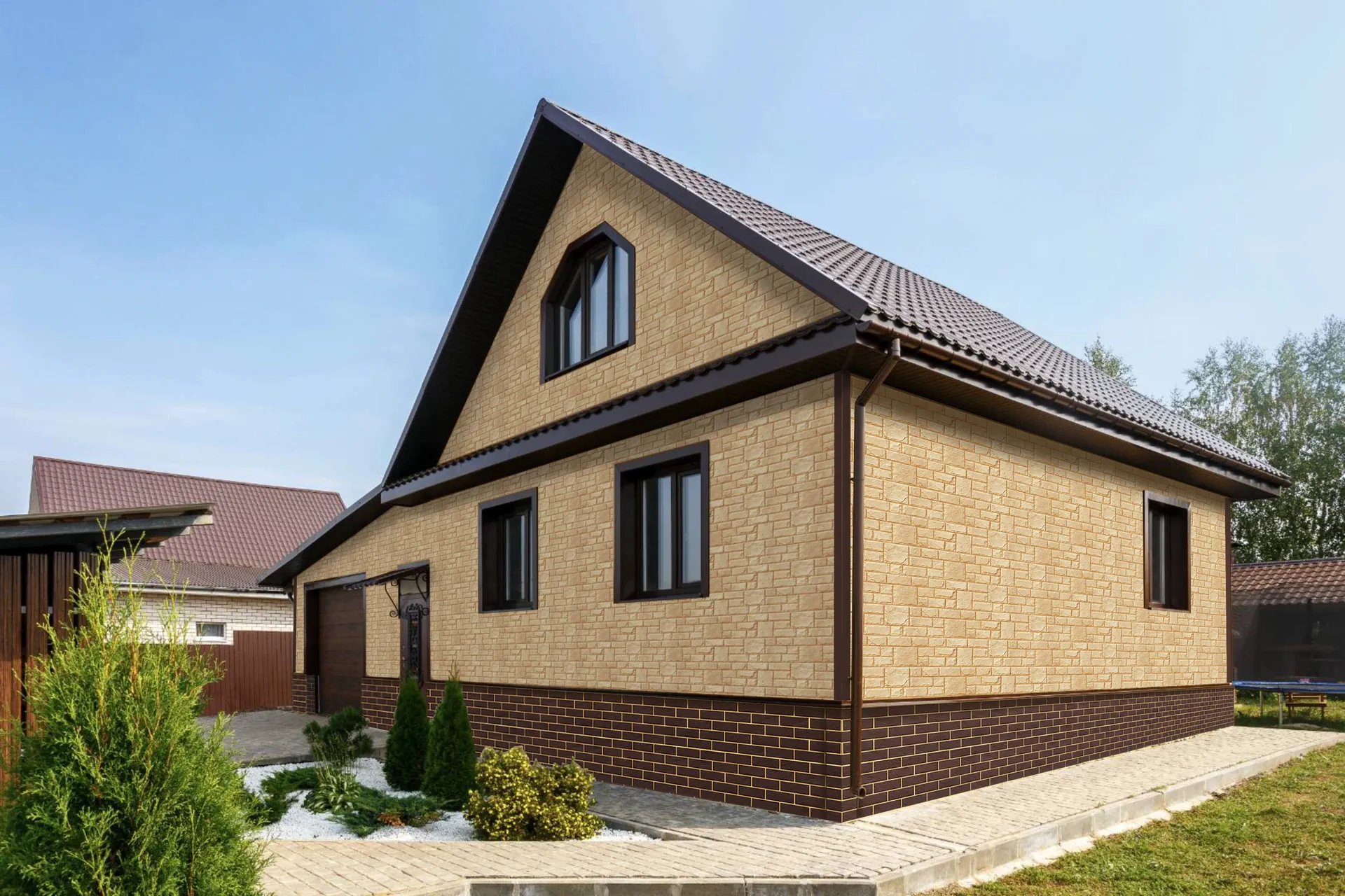 Отделка дома Панелью ЯФАСАД Grand Line Екатерининский камень Классика песок